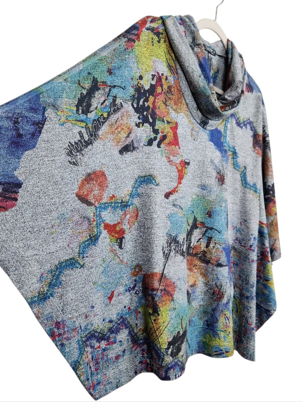 Inoah Art To Wear Lightweight Oversize Knit Poncho Womens Size XS - Picture 2 of 13